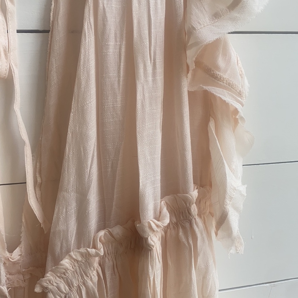 SOLD OUT Cream Gauze Boho Raw Hem Button Maxi Dress - Picture 11 of 11